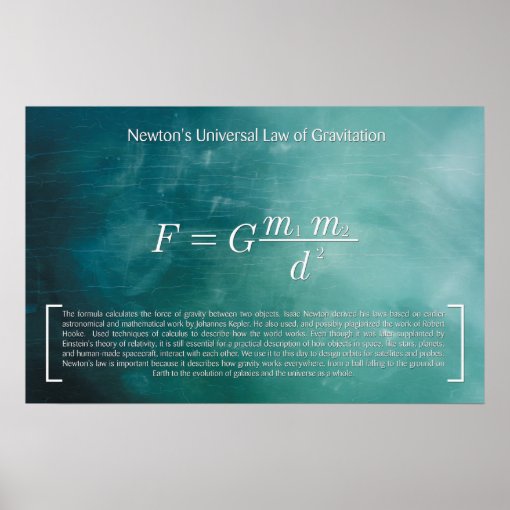 Newtons Universal Law Of Gravitation Poster Zazzle 2830