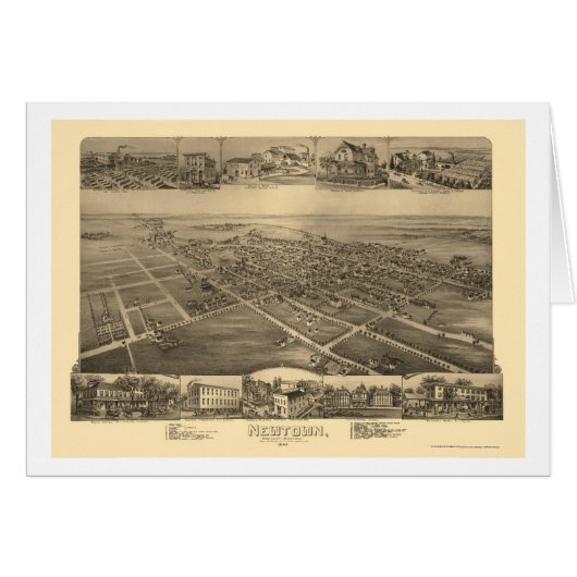 Newtown, PA Panoramic Map - 1893 Cards (Front Horizontal)