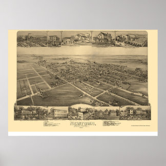Newtown, PA Panoramic Map - 1893 Poster