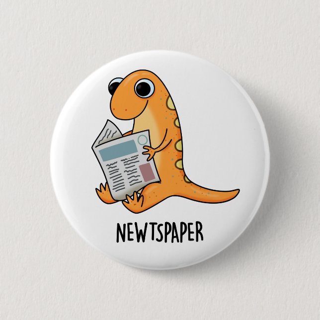Newtspaper Funny Newt Pun  Button (Front)