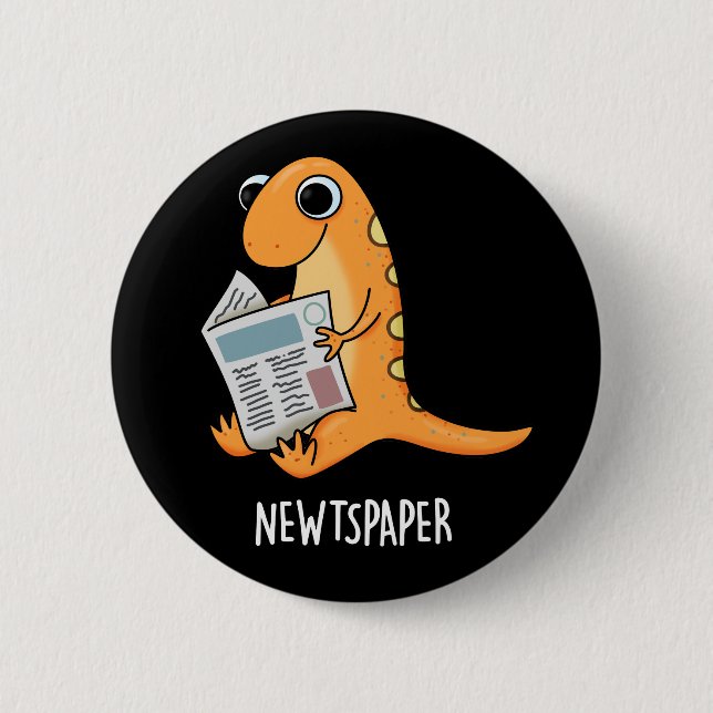 Newtspaper Funny Newt Pun Dark BG Button (Front)