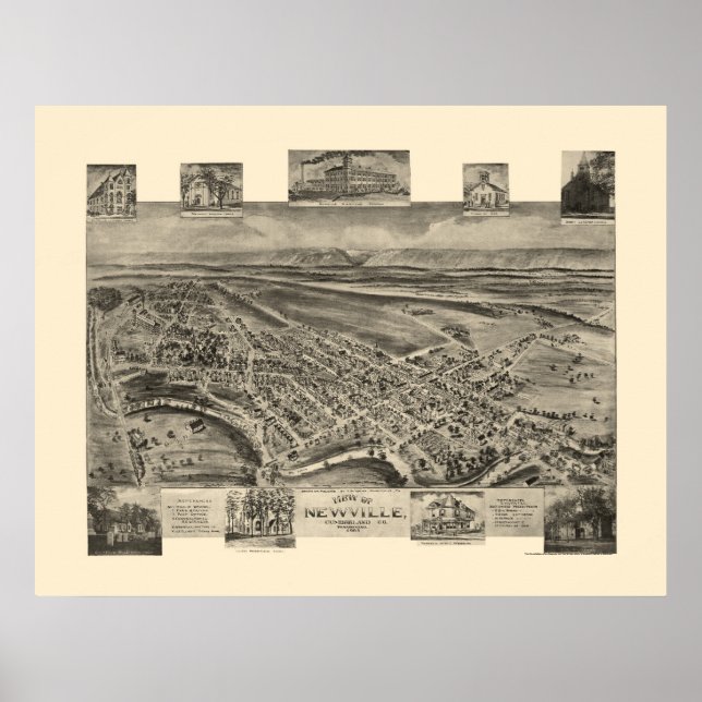 Newville, PA Panoramic Map - 1903 Poster (Front)