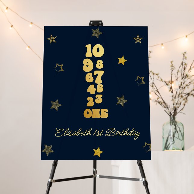 NewYears Eve Countdown First Birthday Welcome Sign (In Situ (Stand))