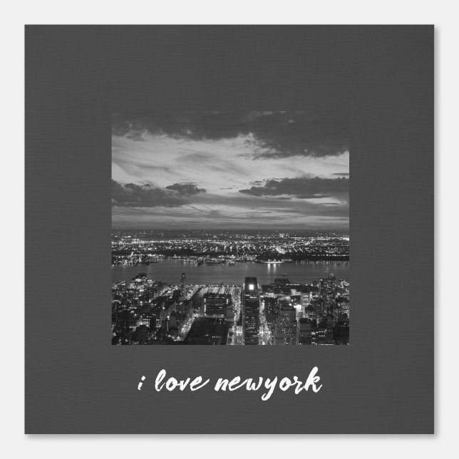 Newyork City Skyline Night Lights Black White Grey Wallpaper (Front)