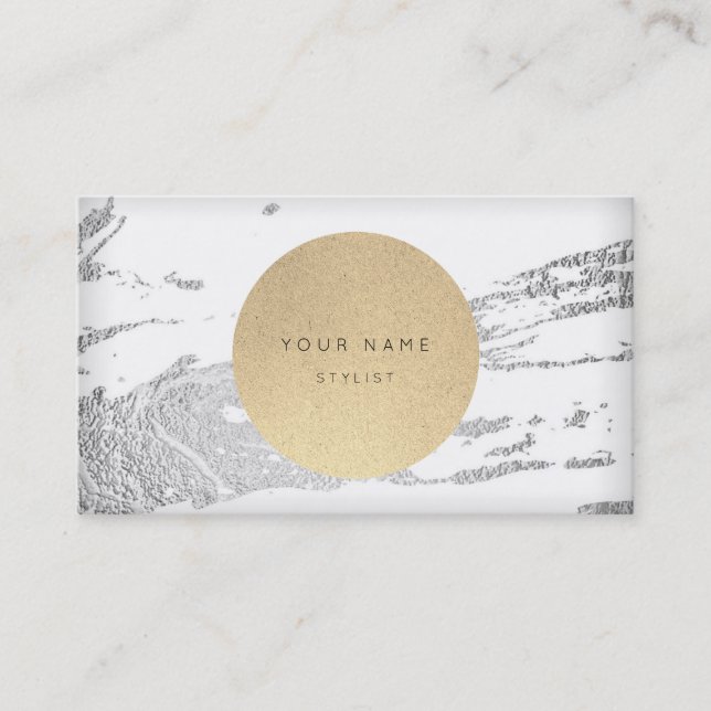 Next Appointment Circle Kraft Silver Gray Marble Card (Front)
