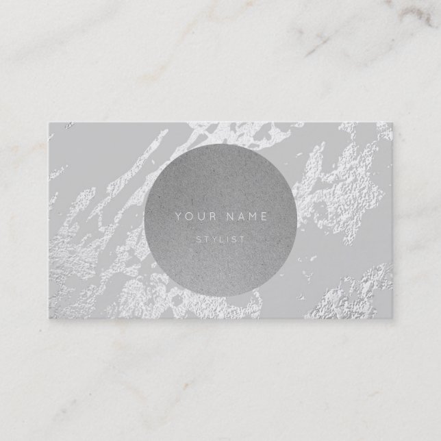 Next Appointment Circle Kraft Silver Gray Marble Card (Front)