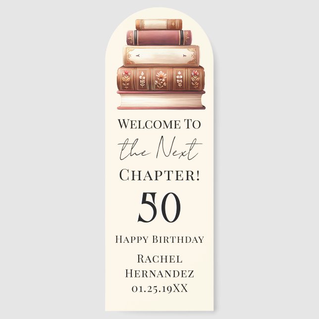 Next Chapter 50th Adult Birthday Keepsake Bookmark (Front)