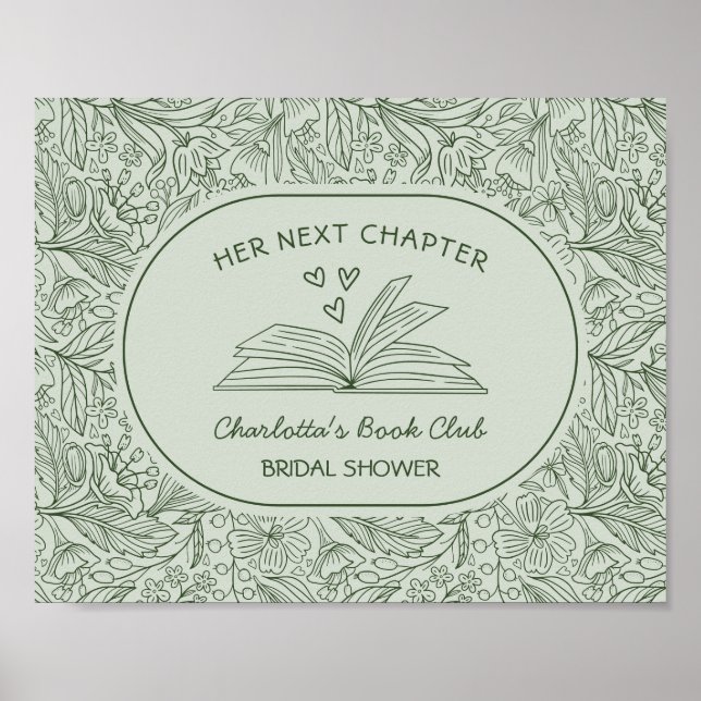 Next Chapter Book Club Green Bridal Shower Poster (Front)