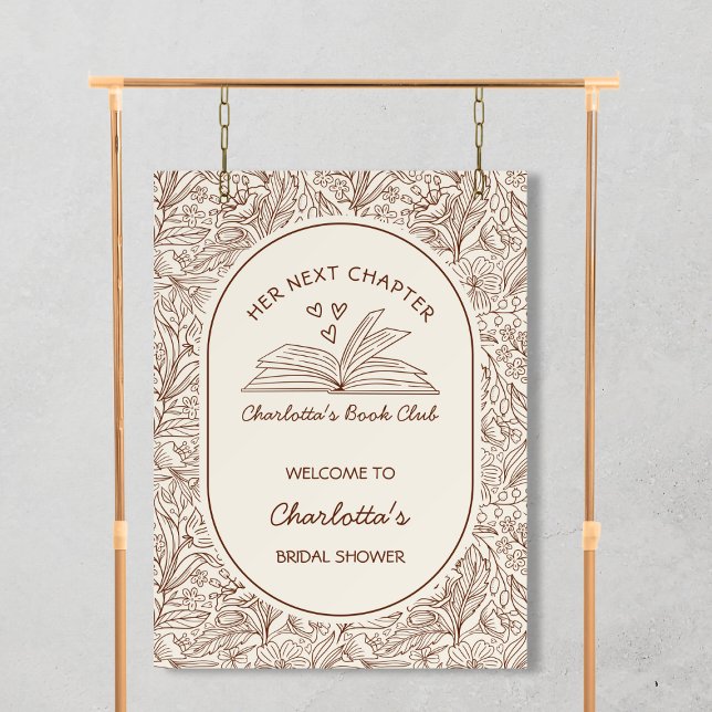 Next Chapter Book Theme Brown Bridal Shower Sign (Next Chapter Book Theme Brown Bridal Shower Sign)