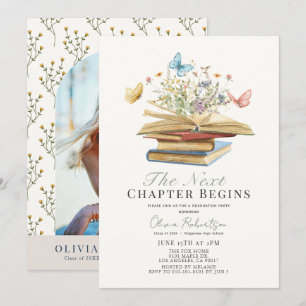 Next Chapter Books & Butterflies Photo Graduation Invitation