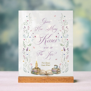 Next Chapter Bridal Shower Guess How Many Kisses Acrylic Sign