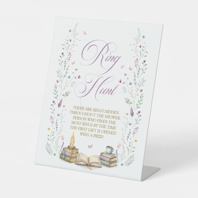 Next Chapter Bridal Shower Ring Hunt Game Pedestal Sign (Front)