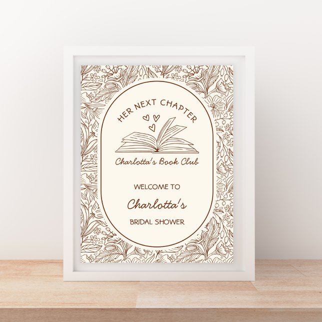 Next Chapter Brown Book Bridal Shower Welcome Poster (Next Chapter Brown Book Bridal Shower Welcome Poster)