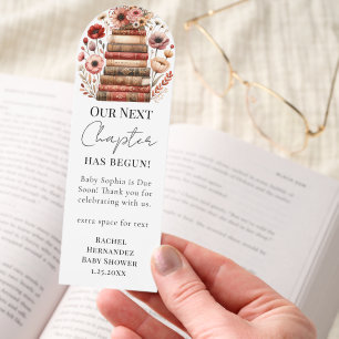 Next Chapter Floral Baby Shower Favor Bookmark
