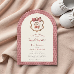 Next Chapter Watercolor Hedgehog Reading Book  Invitation