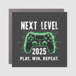 Next Level 2025 Play Win Repeat Funny Gaming Gamer Car Magnet