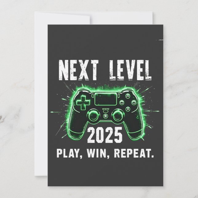 Next Level 2025 Play Win Repeat Funny Gaming Gamer Invitation (Front)