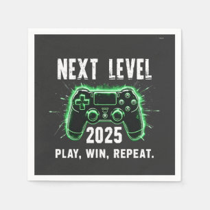 Next Level 2025 Play Win Repeat Funny Gaming Gamer Napkins