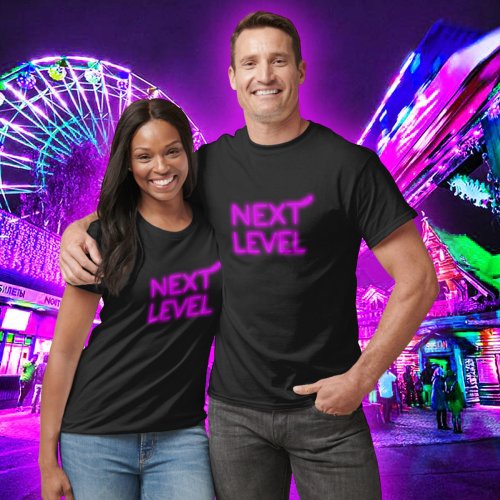 Next Level Pink Neon Black T_Shirt