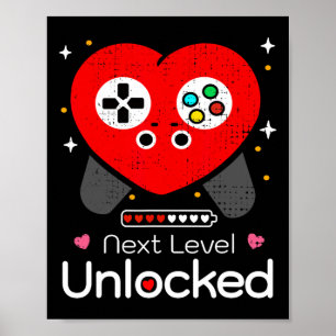 Next Level Unlocked Love Power Loading Game Heart Poster