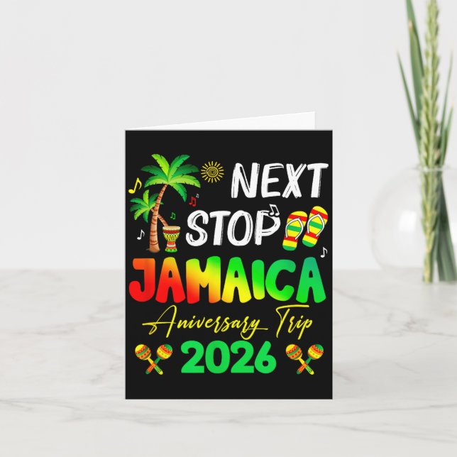 Next Stop Jamaica 2026 Couples Anniversary Family  Card (Front)