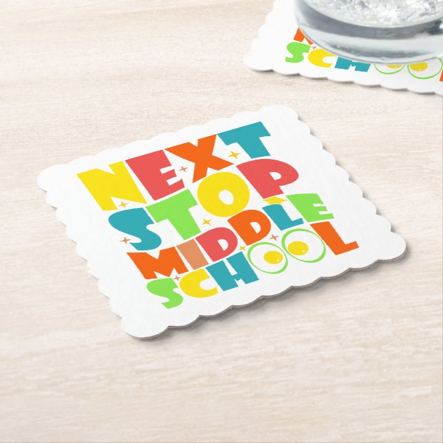 Next Stop Middle School Funny Sayings Kids  Paper Coaster (Angled)