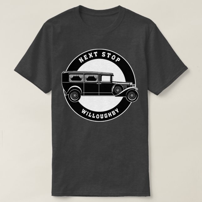 Next Stop Willoughby SMALL DESIGN T-Shirt (Design Front)