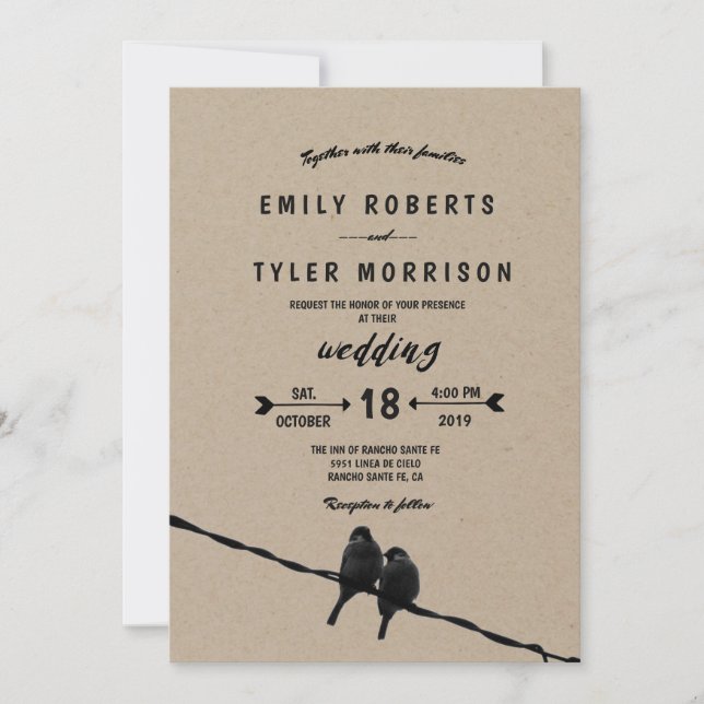 © Next to You Rustic Love Birds Arrow Wedding Invitation (Front)