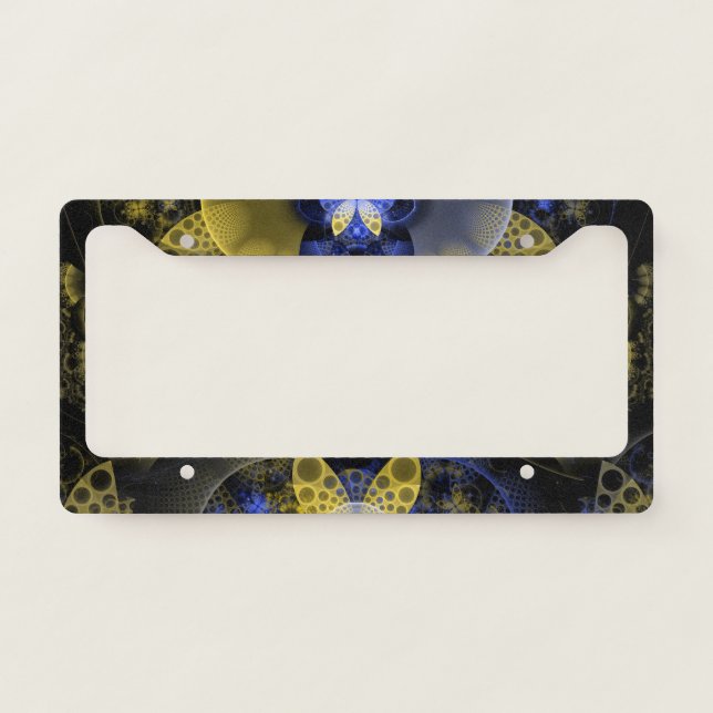Nexus of Fractal Butterflies Seen Thru Puppy Eyes License Plate Frame (Front)