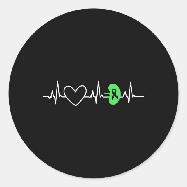 Ney Disease Awareness Hebeat Transplant Organ Dono Classic Round Sticker (Front)