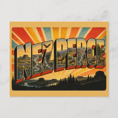 Nez Perce Idaho River Canyon Prairie Forest Art Postcard
