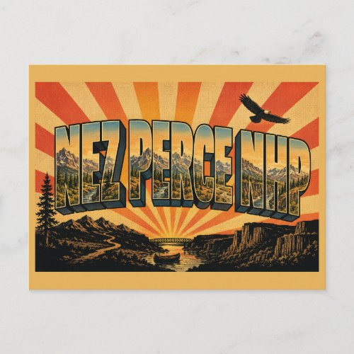 Nez Perce NHP Oregon Mountains River Canyon Art Postcard