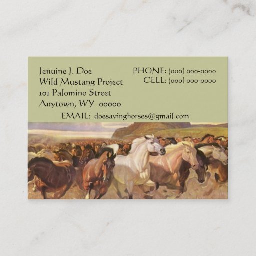 Customizable NFP WILD MUSTANG HORSES CONTACT BUSINESS CARD