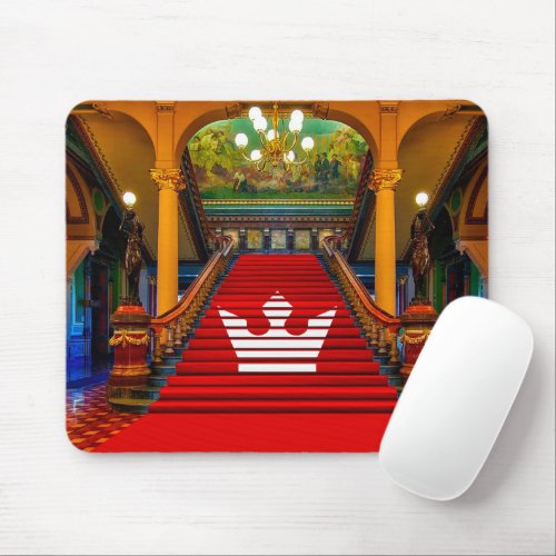 NFT Champions Logo on Mansion Stairs Mouse Pad