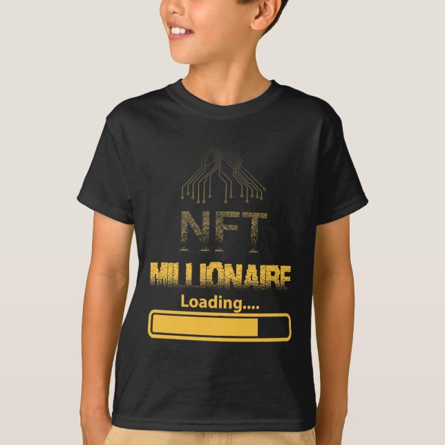 NFT Millionaire Loading Crypto Wealth & Blockchain T-Shirt (Front)
