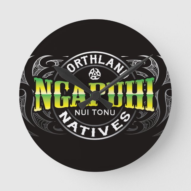 Ngapuhi Lifer Chrome Round Clock (Front)