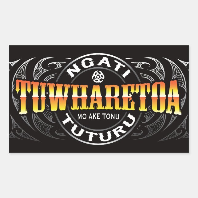 Ngati Tuwharetoa Life Moko Chrome Rectangular Sticker (Front)