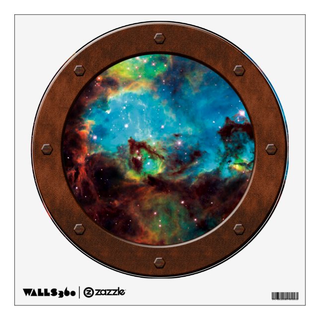 NGC 2074 Steampunk Porthole Window View Wall Decal (Front)
