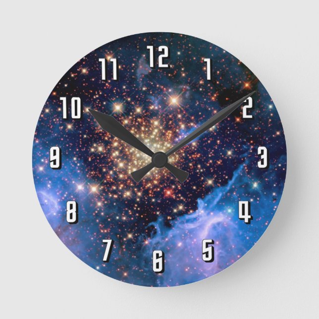 NGC 3603 Star Cluster - NASA Hubble Space Photo Round Clock (Front)