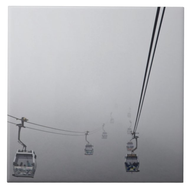 Ngong Ping Cable Car in thick fog Ceramic Tile (Front)