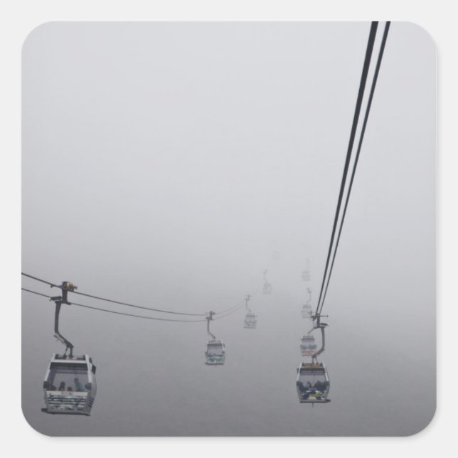 Ngong Ping Cable Car in thick fog Square Sticker (Front)