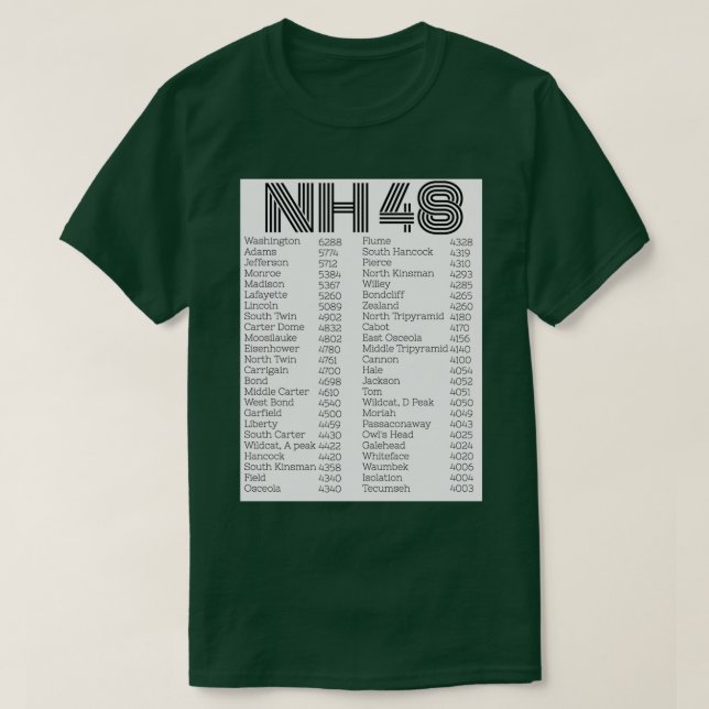 NH 48 4000 footers list T-Shirt (Design Front)