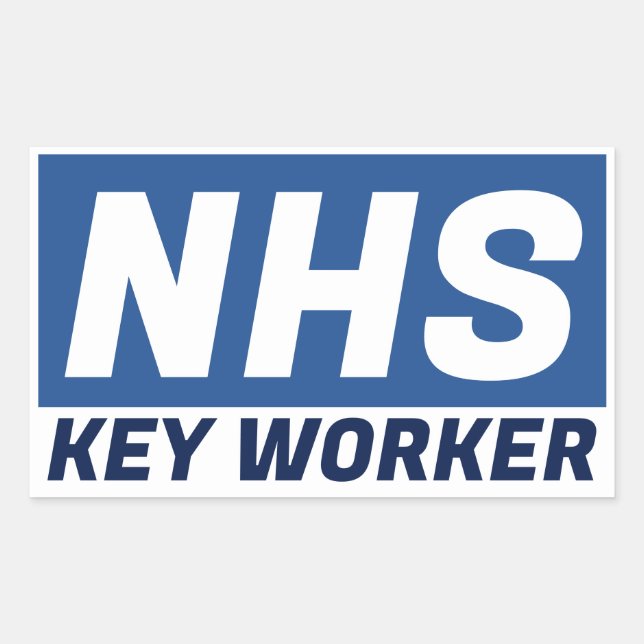 NHS KEY WORKER RECTANGULAR STICKER (Front)