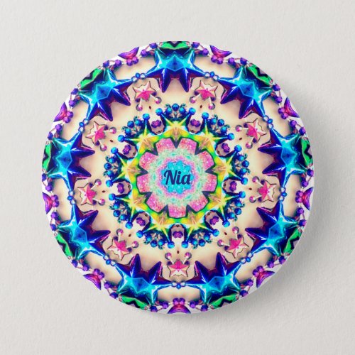 NIA  Birthday Star Pattern Personalized  Button