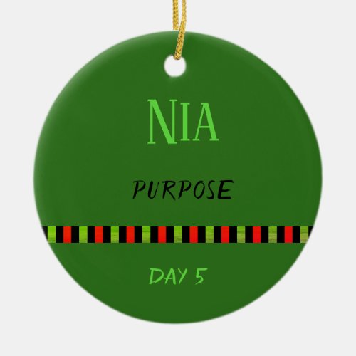 Nia _ Kwanzaa Day 5 Green Ceramic Ornament