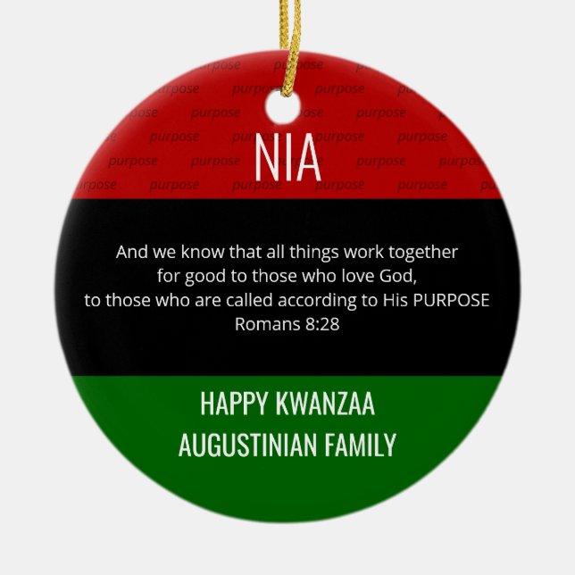 NIA Purpose Kwanzaa Ceramic Ornament (Front)