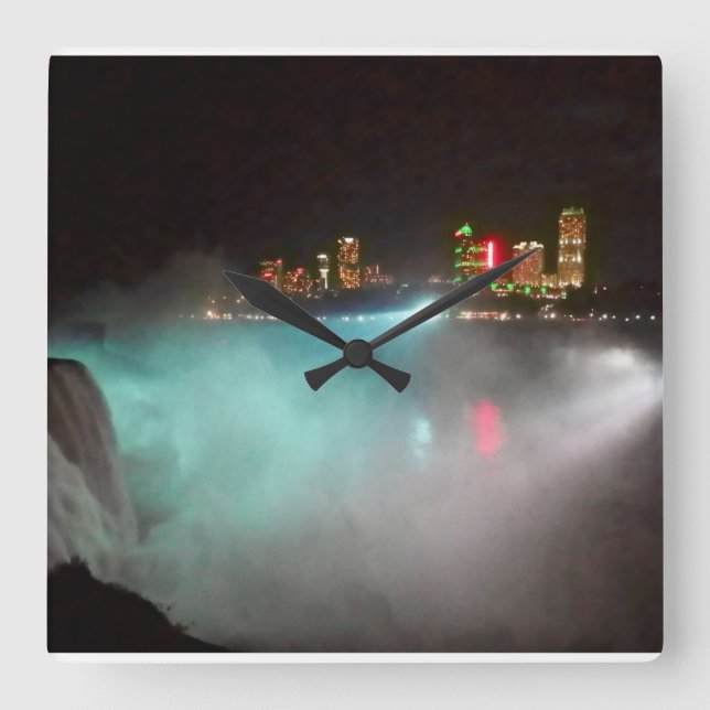 Niagara at Night Square Wall Clock (Front)