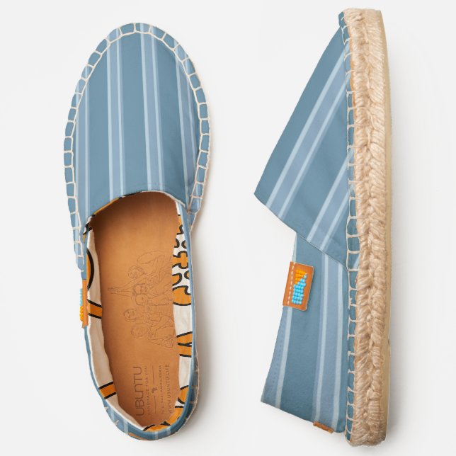 Niagara Blue Colored Vertical Striped Slip-on Espadrilles (Side)
