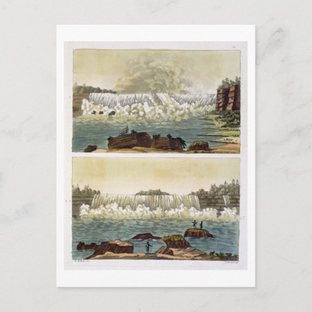 Niagara Falls, 1818 (colour engraving) Postcard (Front)