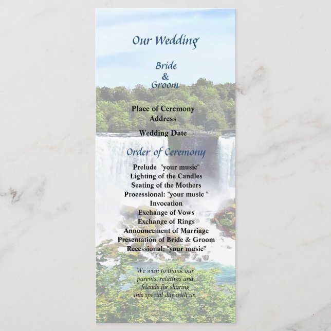 Niagara Falls American and Bridal Veil  Falls Program (Front)